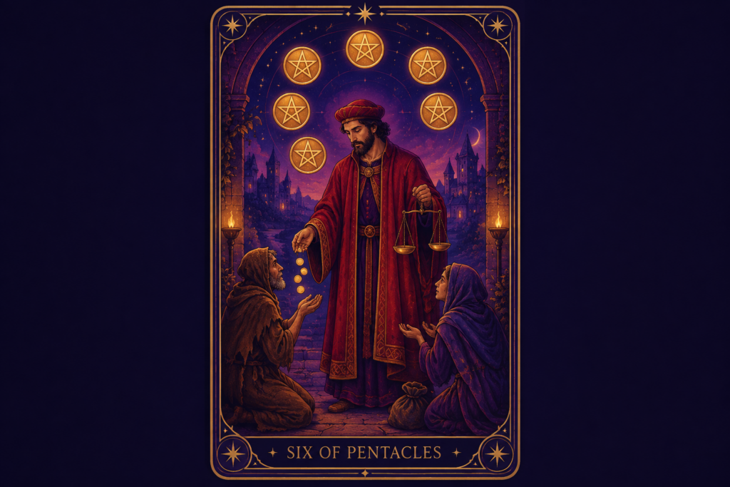 Six of Pentacles Tarot Card Hero