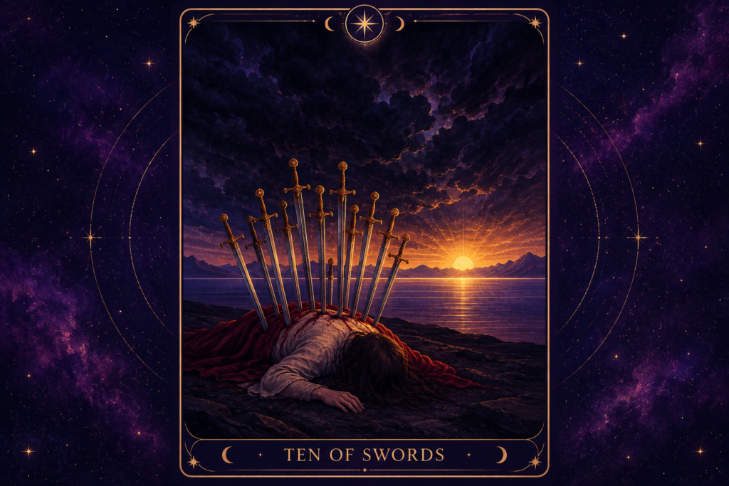 Ten of Swords Tarot Card Hero