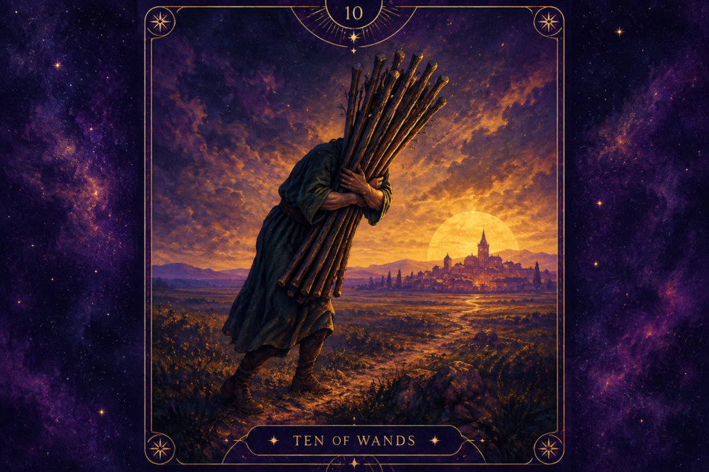 Ten of Wands Tarot Card – Feelings Hero