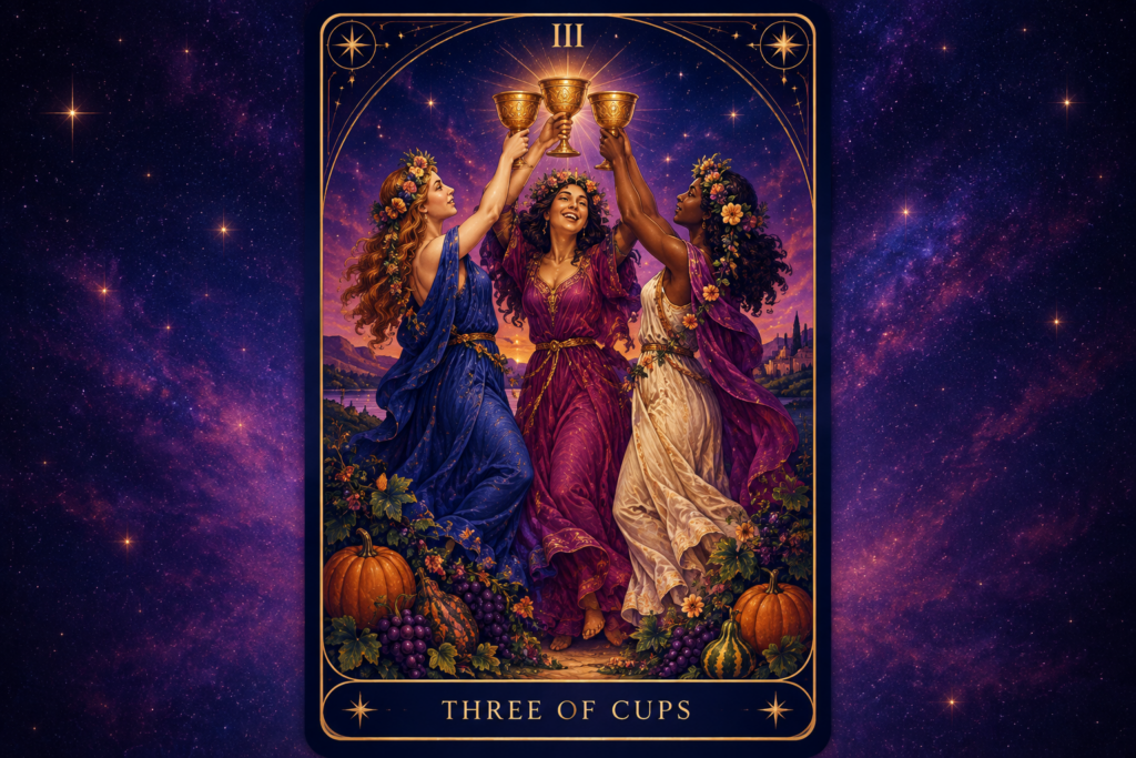 Three of Cups Tarot Card – Love Outcome