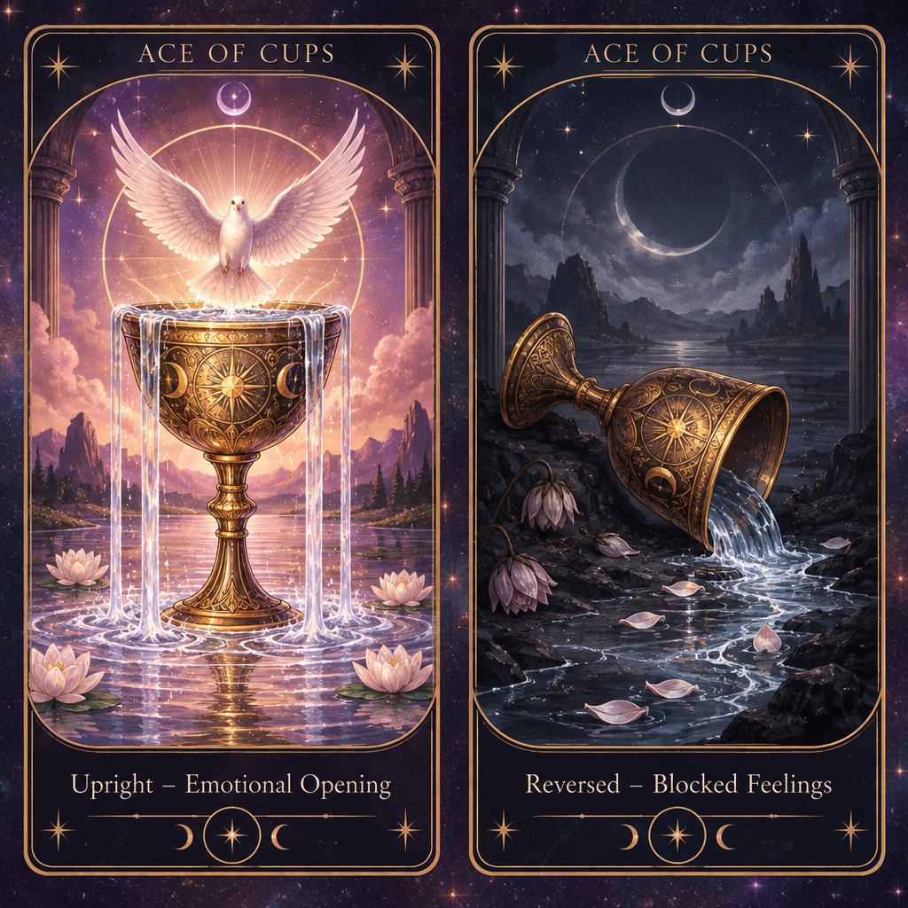 Ace of Cups Upright vs Reversed Feelings