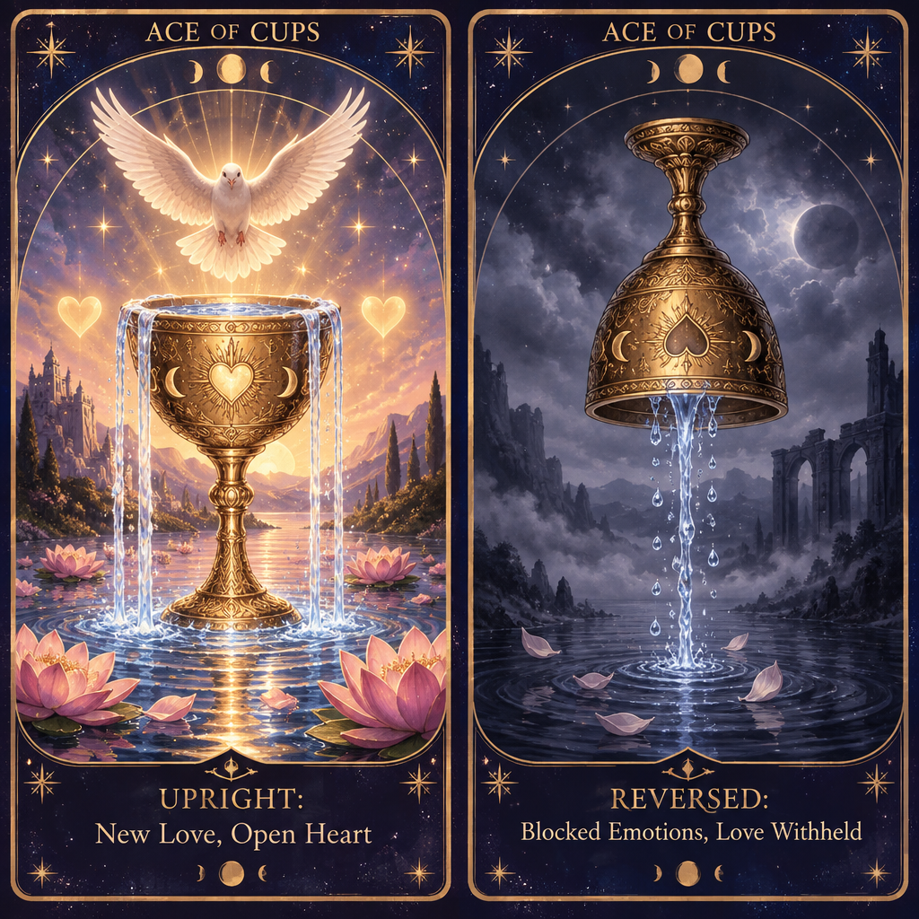 Upright vs Reversed Ace of Cups Love Outcomes