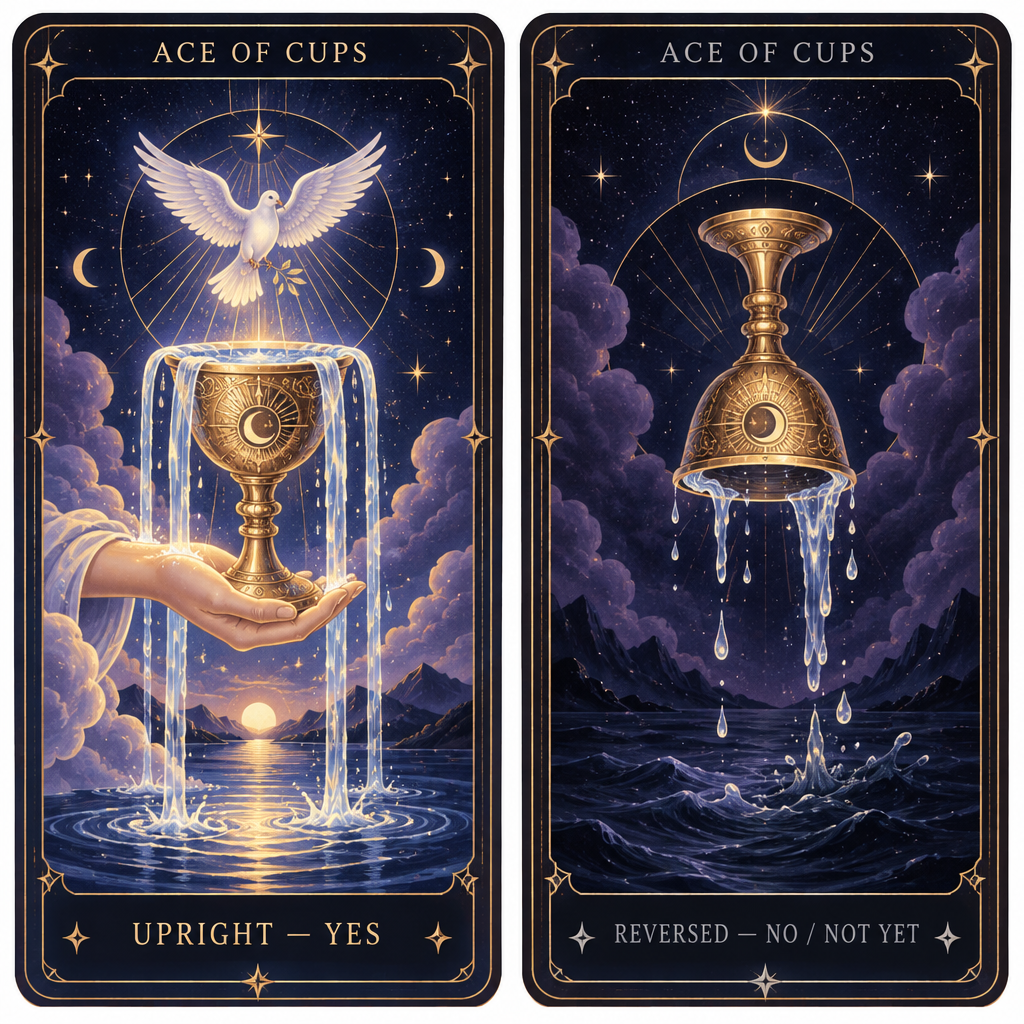 Upright vs Reversed Ace of Cups