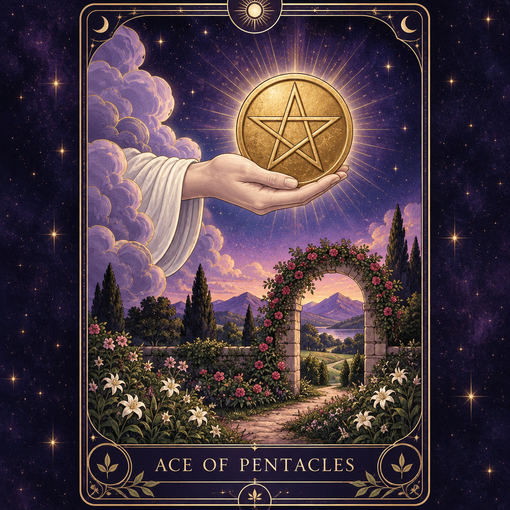 Ace of Pentacles Tarot Card Illustration