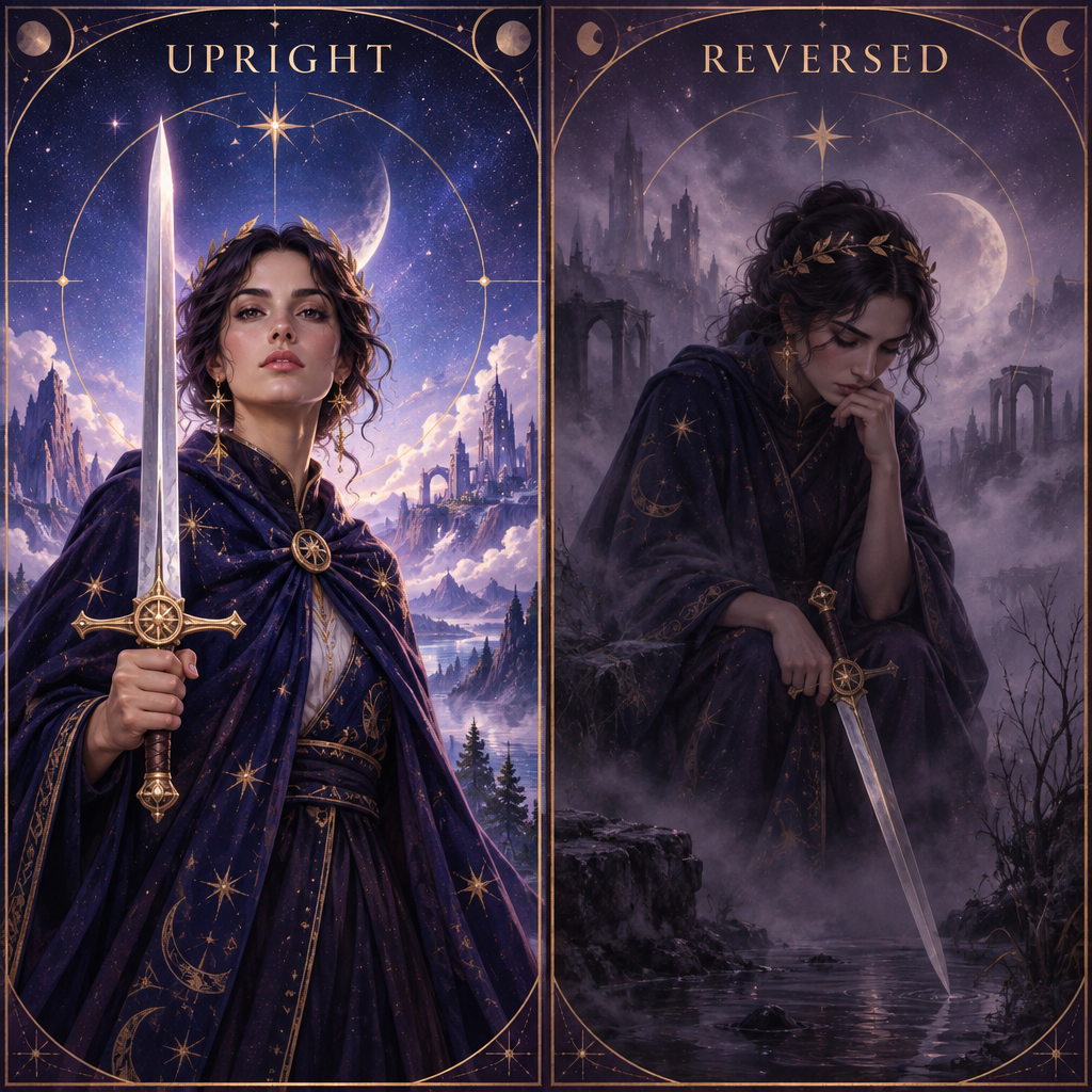 Upright vs Reversed Ace of Swords Person
