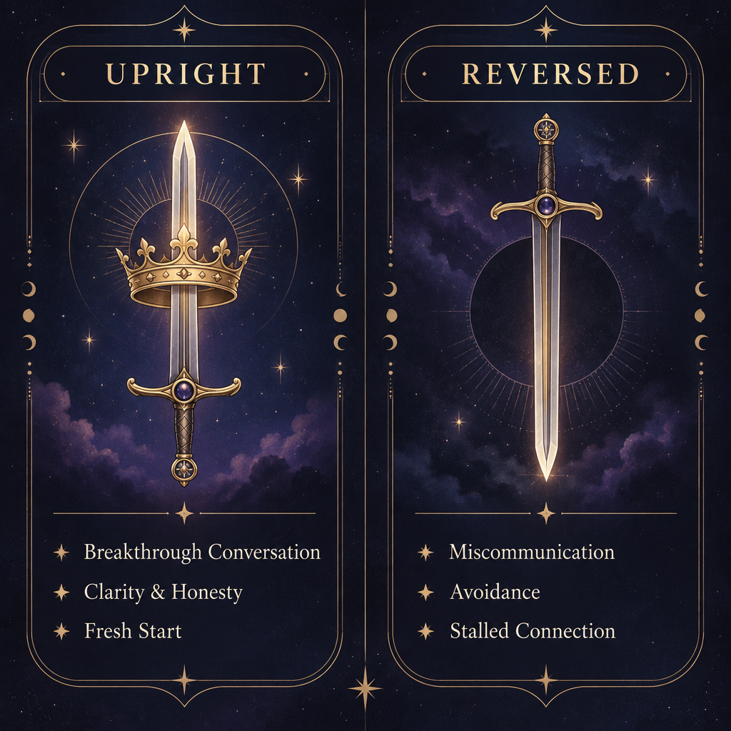 Upright vs Reversed Ace of Swords Love Outcomes