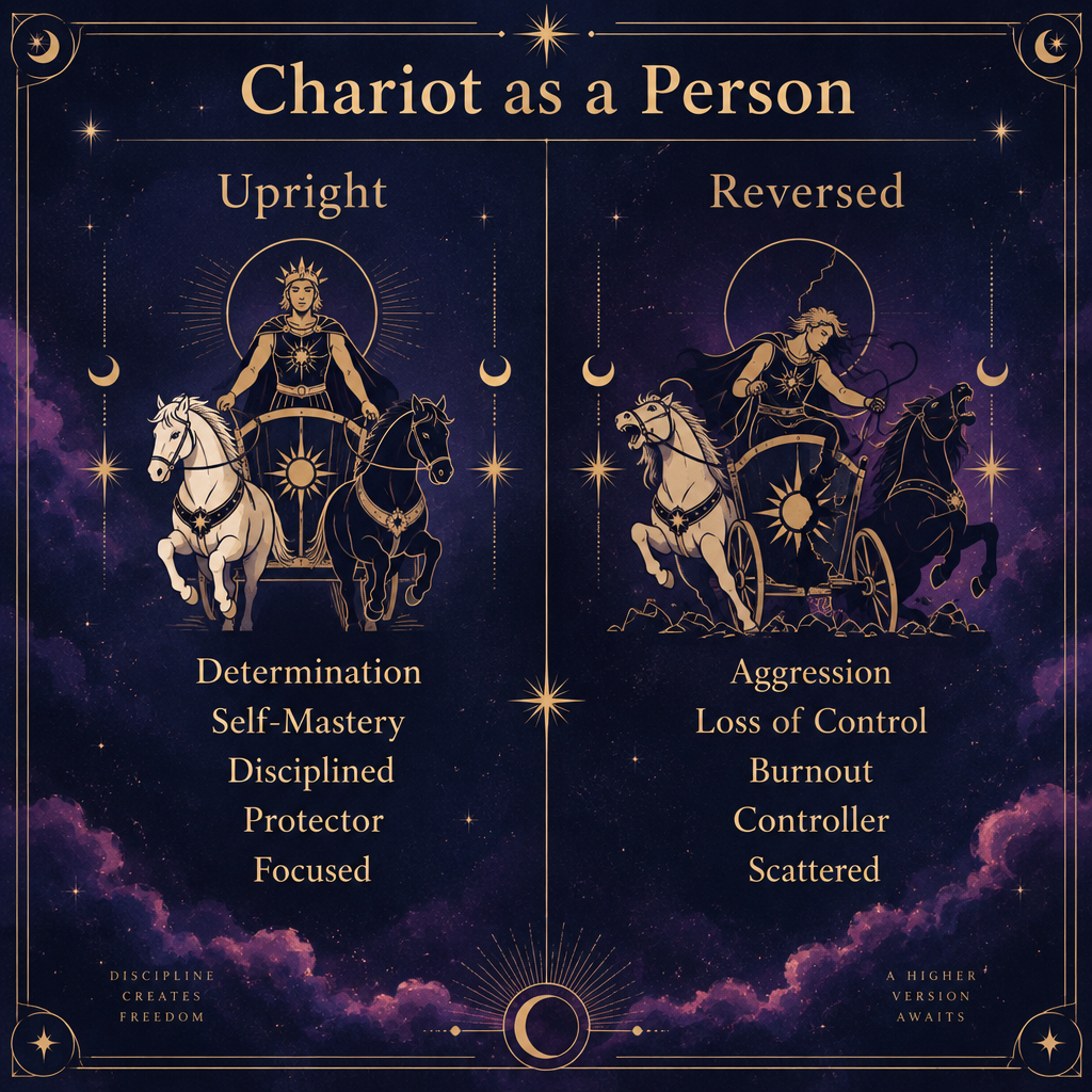 Upright vs Reversed Chariot Person Comparison Chart