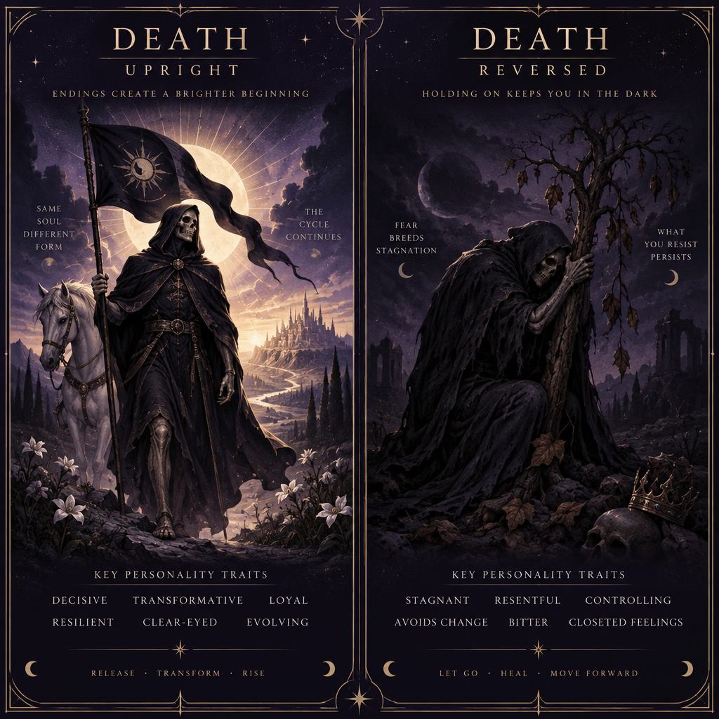 Upright vs Reversed Death Person Comparison