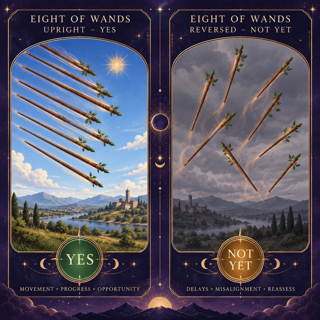 Upright vs Reversed Eight of Wands Yes/No