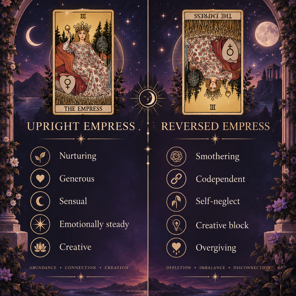 Empress Upright vs Reversed Person Traits