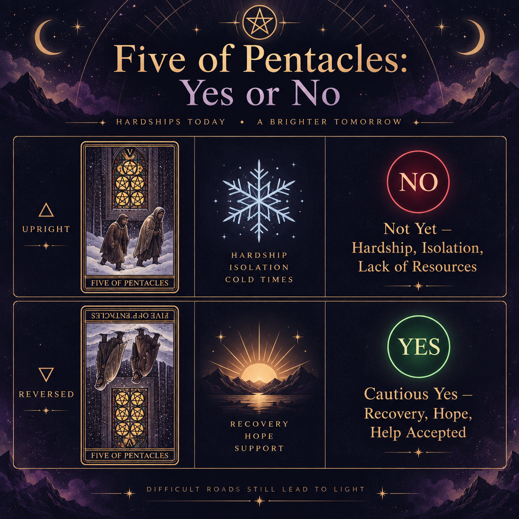 Five of Pentacles Yes or No Quick Reference Table