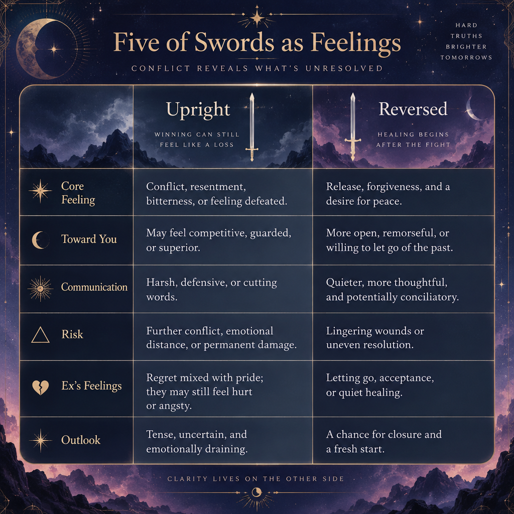 Upright vs Reversed Feelings Table