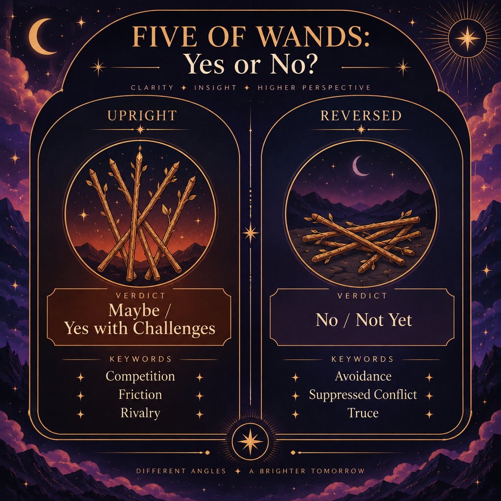 Five of Wands Yes or No Reference Table