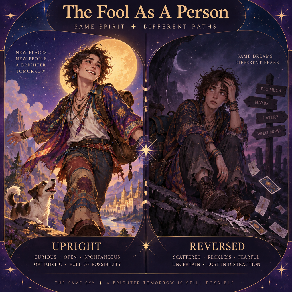 Upright vs Reversed Fool as a Person