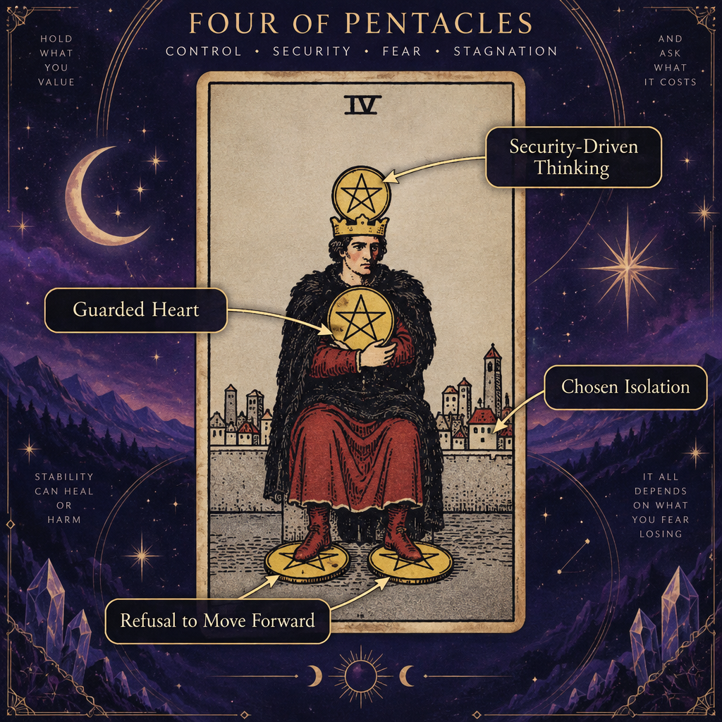 Four of Pentacles Symbolism Decoded for Love