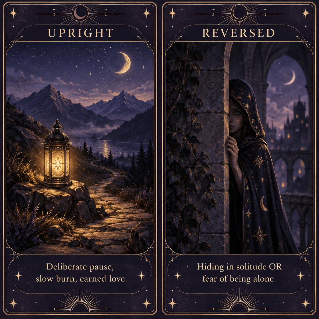 Hermit Upright vs Reversed in Love