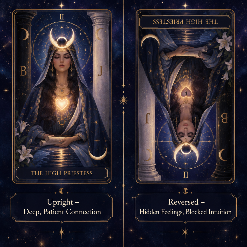 High Priestess Upright vs Reversed Love Meanings