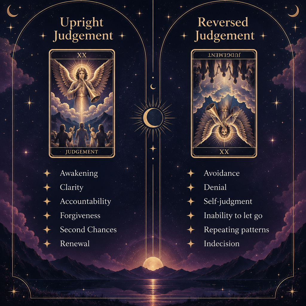Upright vs Reversed Judgement Love Advice Comparison