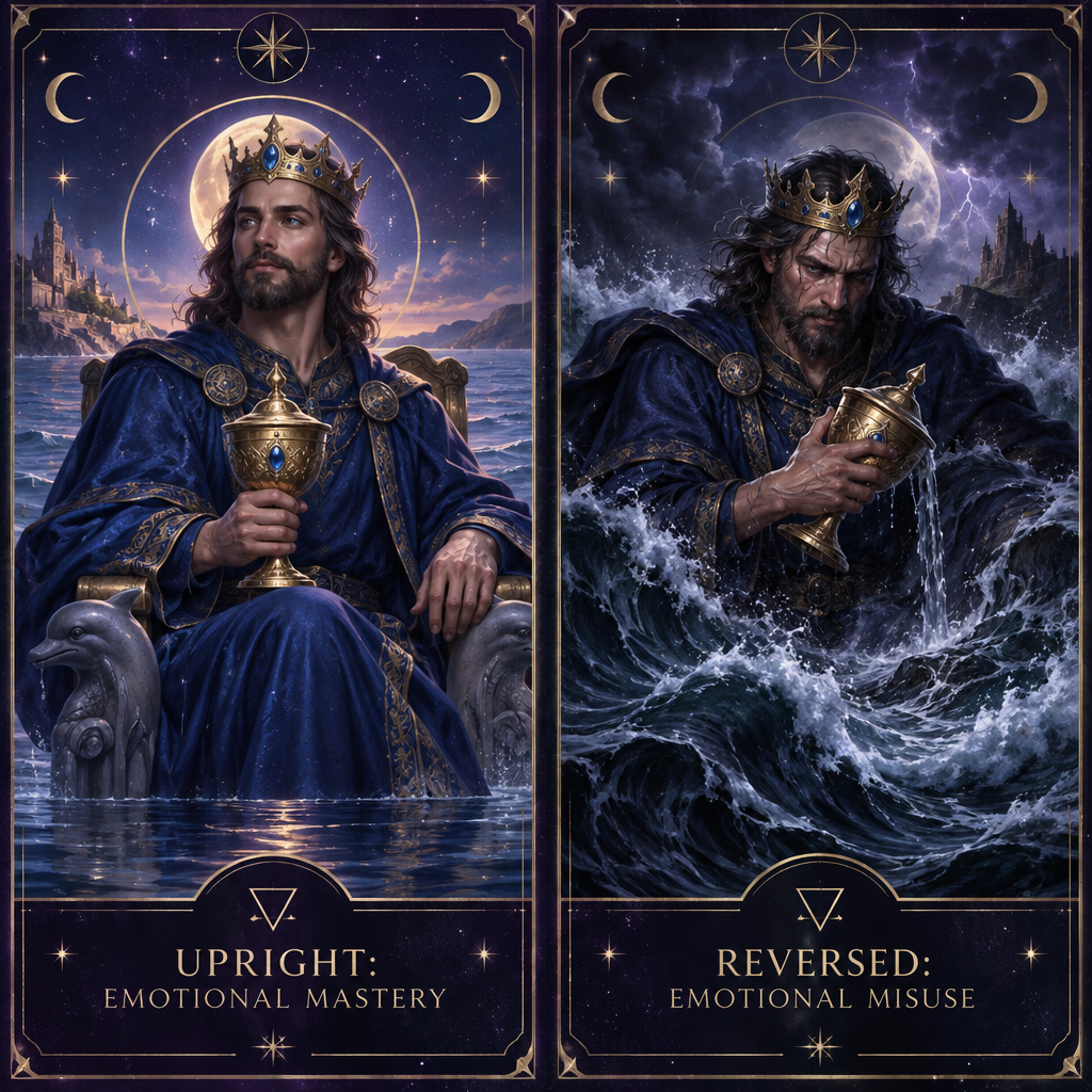 Upright vs Reversed King of Cups Comparison