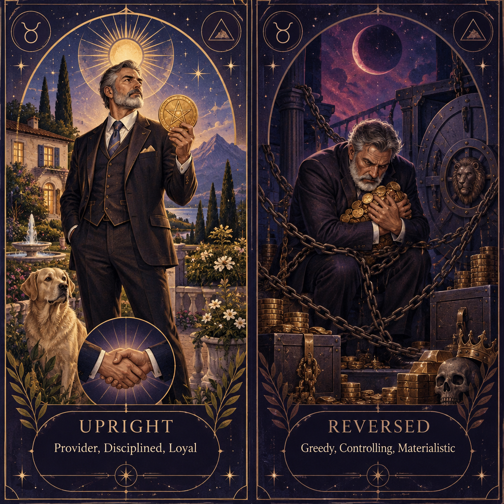 King of Pentacles Upright vs Reversed Personality
