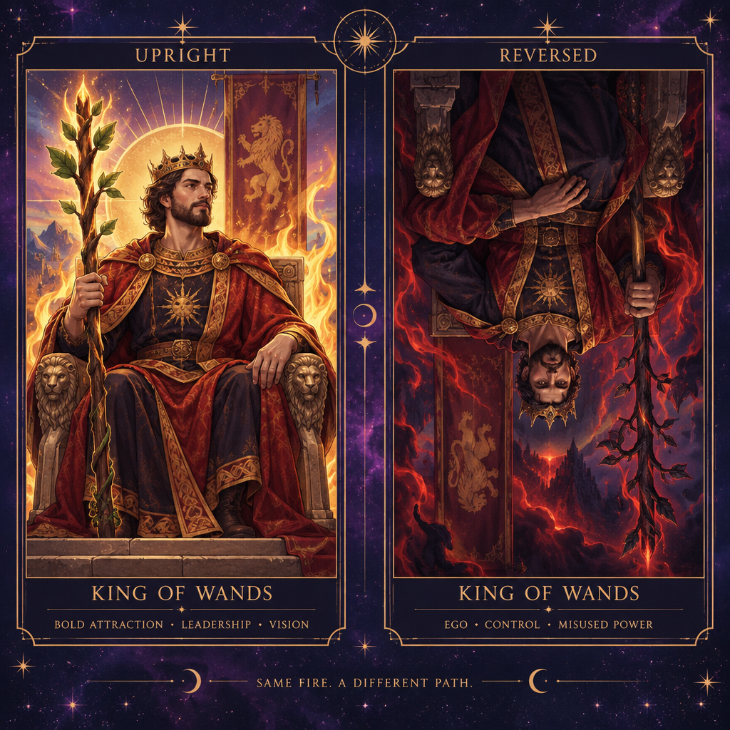 Upright vs Reversed King of Wands Feelings