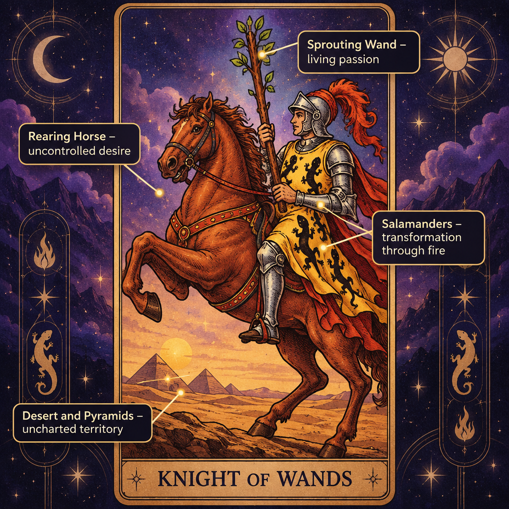 Knight of Wands Card Detail Symbolism
