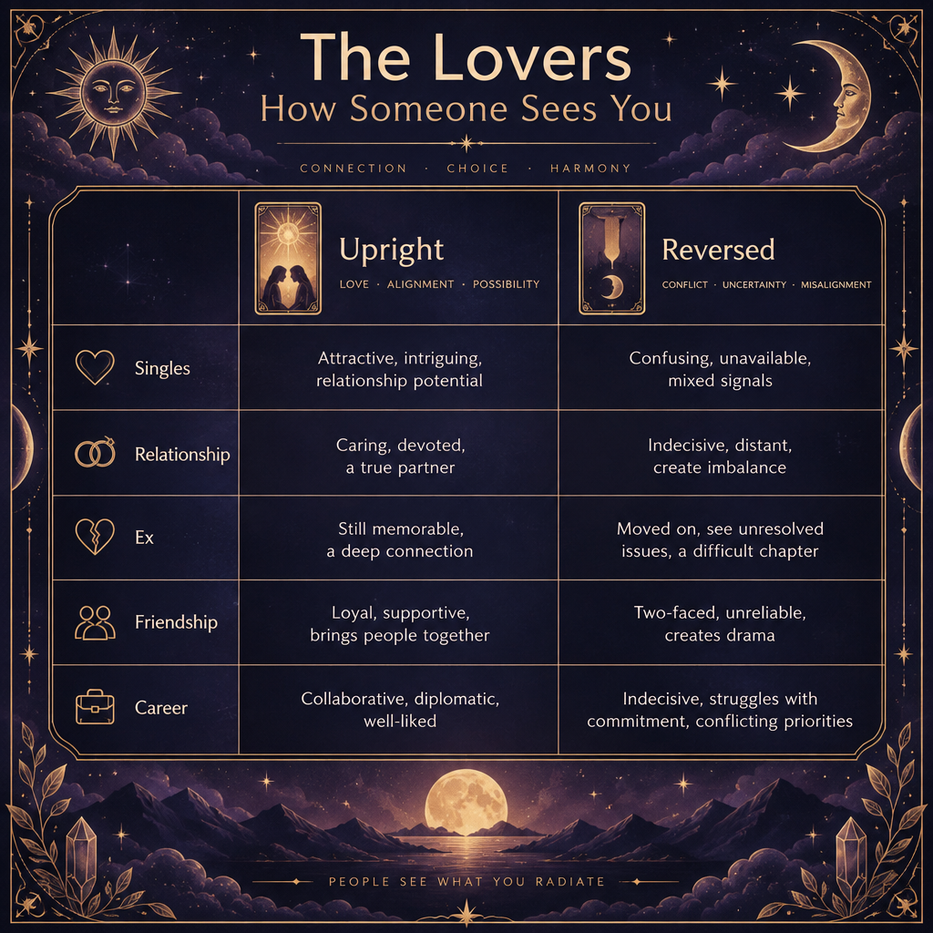 Upright vs Reversed Lovers Perception Table