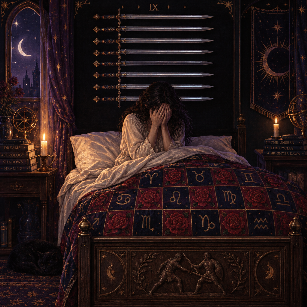 Nine of Swords Card Imagery Detail