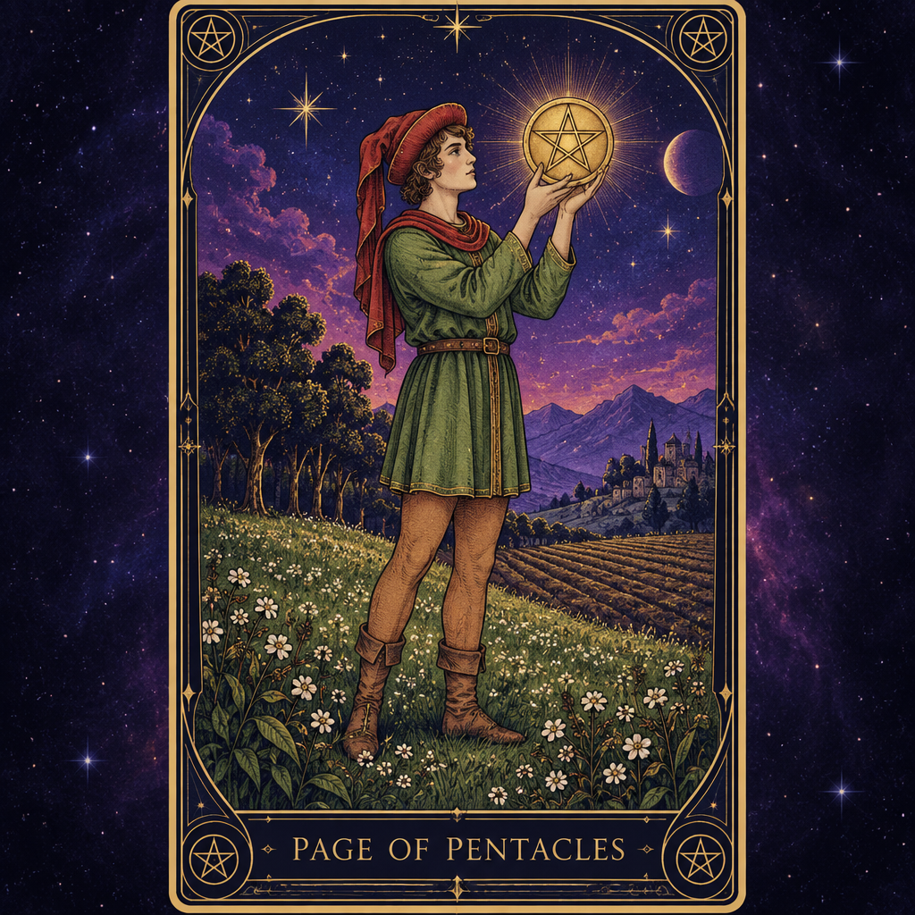 Page of Pentacles Card Illustration