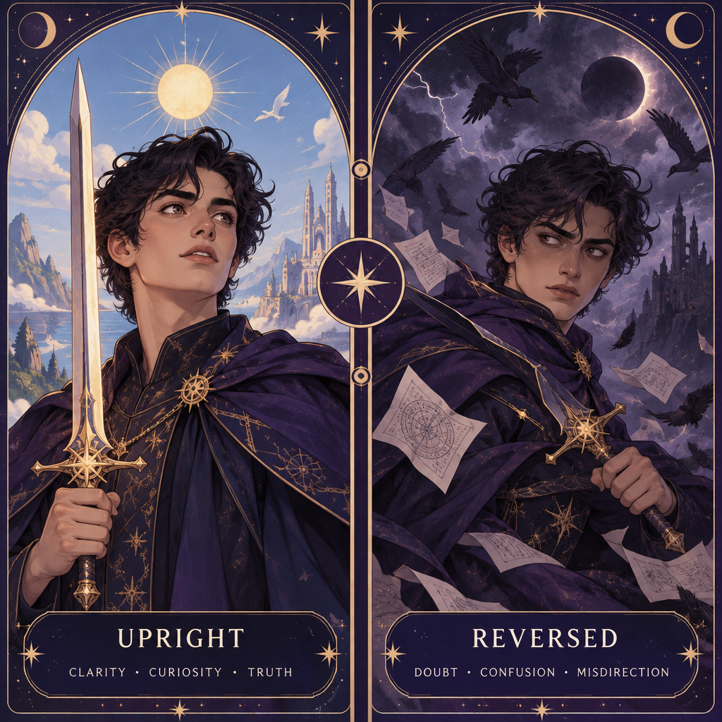Page of Swords Upright vs Reversed Personality