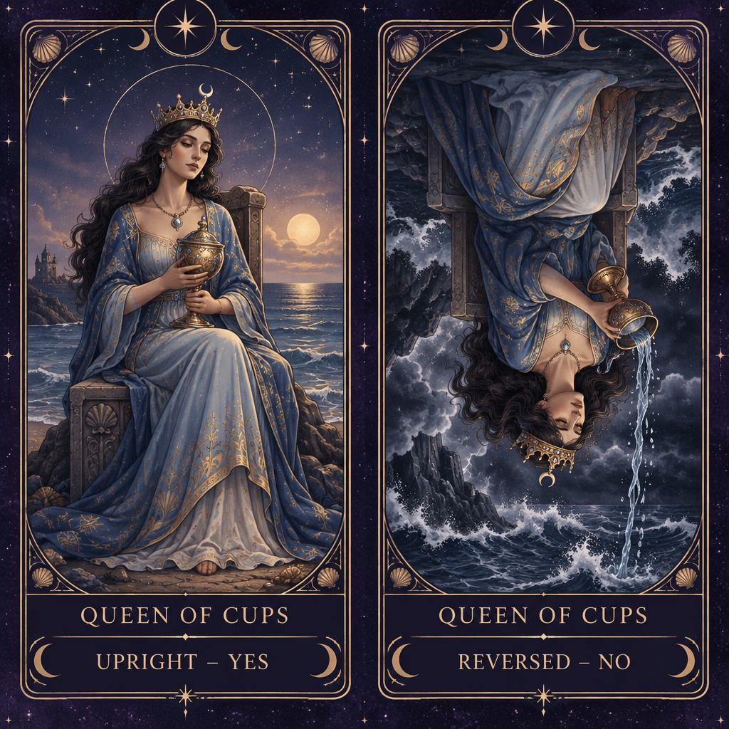 Upright vs Reversed Queen of Cups