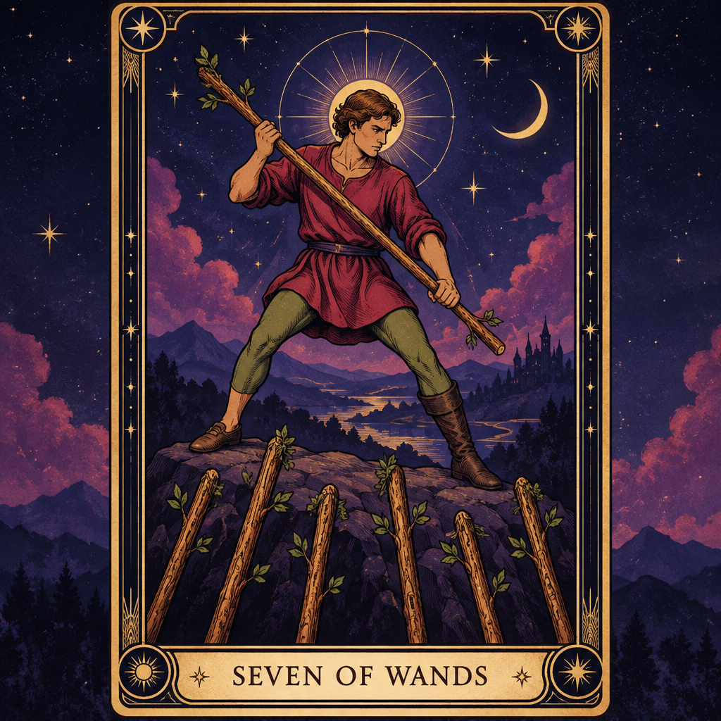 Seven of Wands Tarot Card