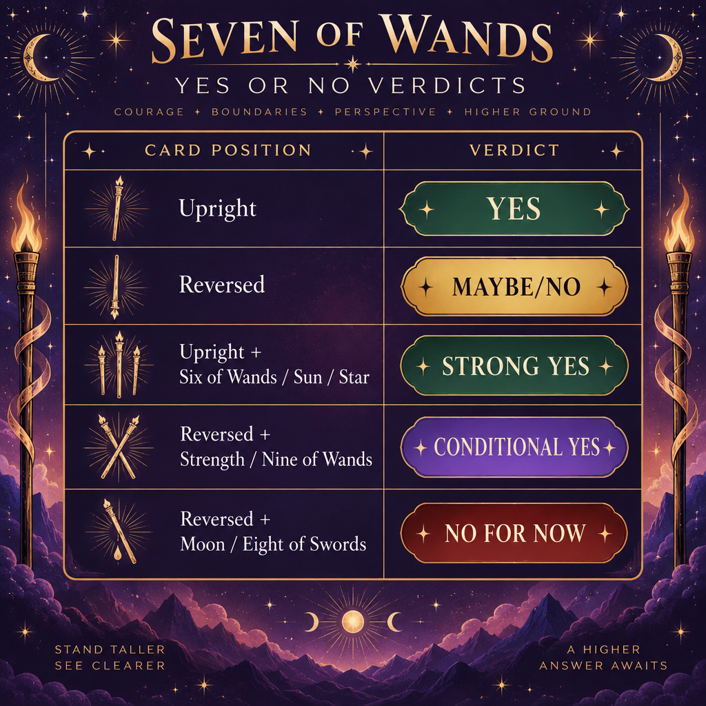Seven of Wands Yes or No Verdict Chart
