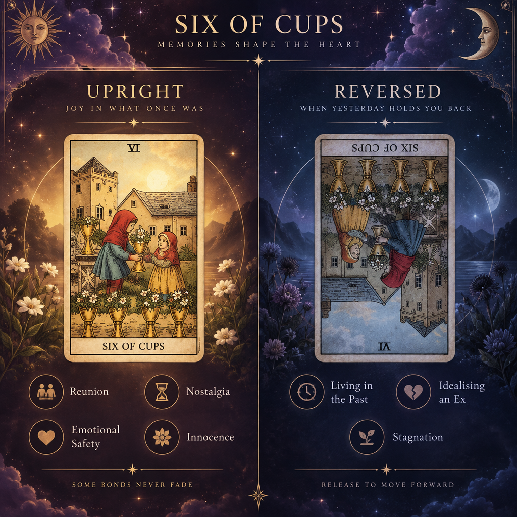 Upright vs Reversed Six of Cups Love Meanings