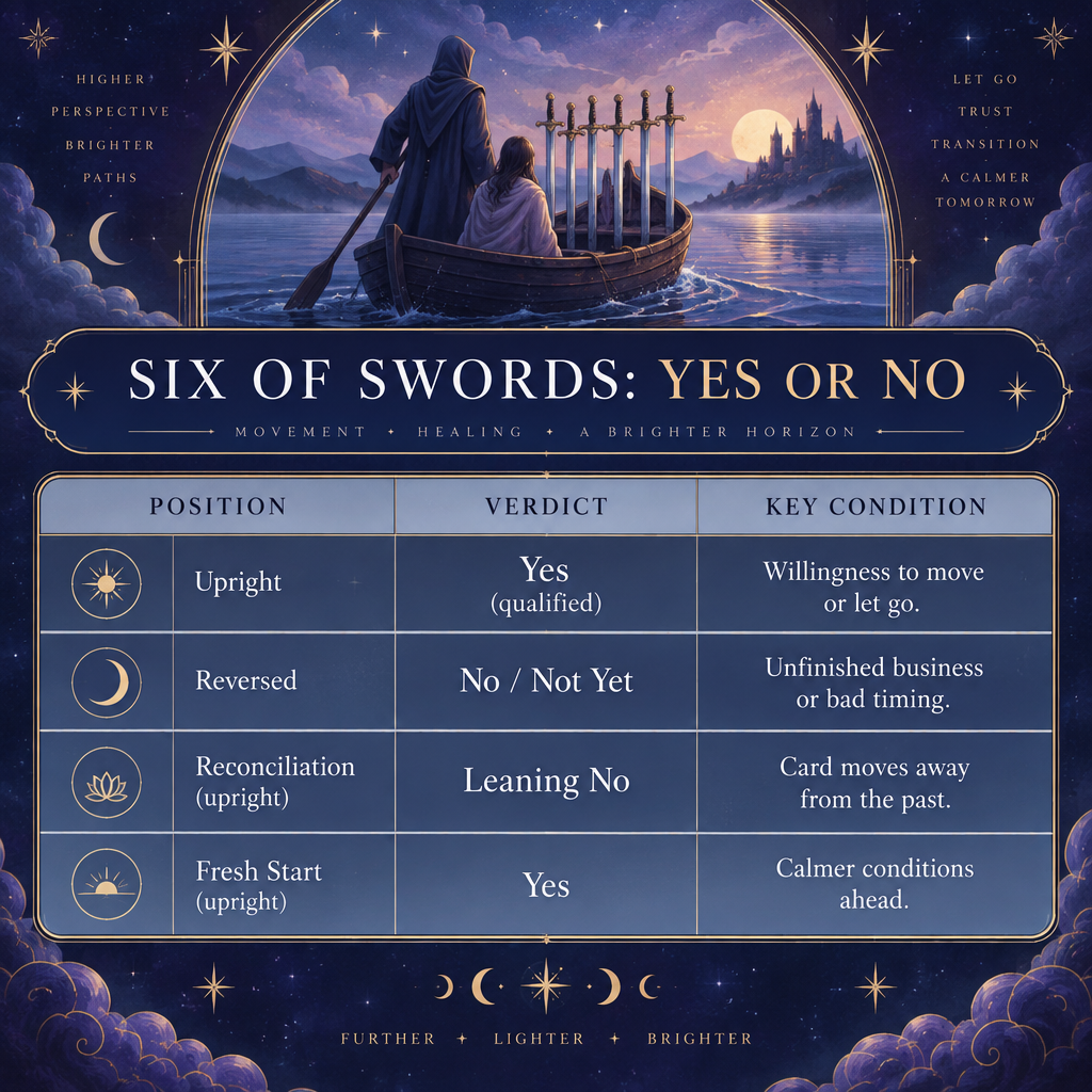 Six of Swords Yes or No Chart