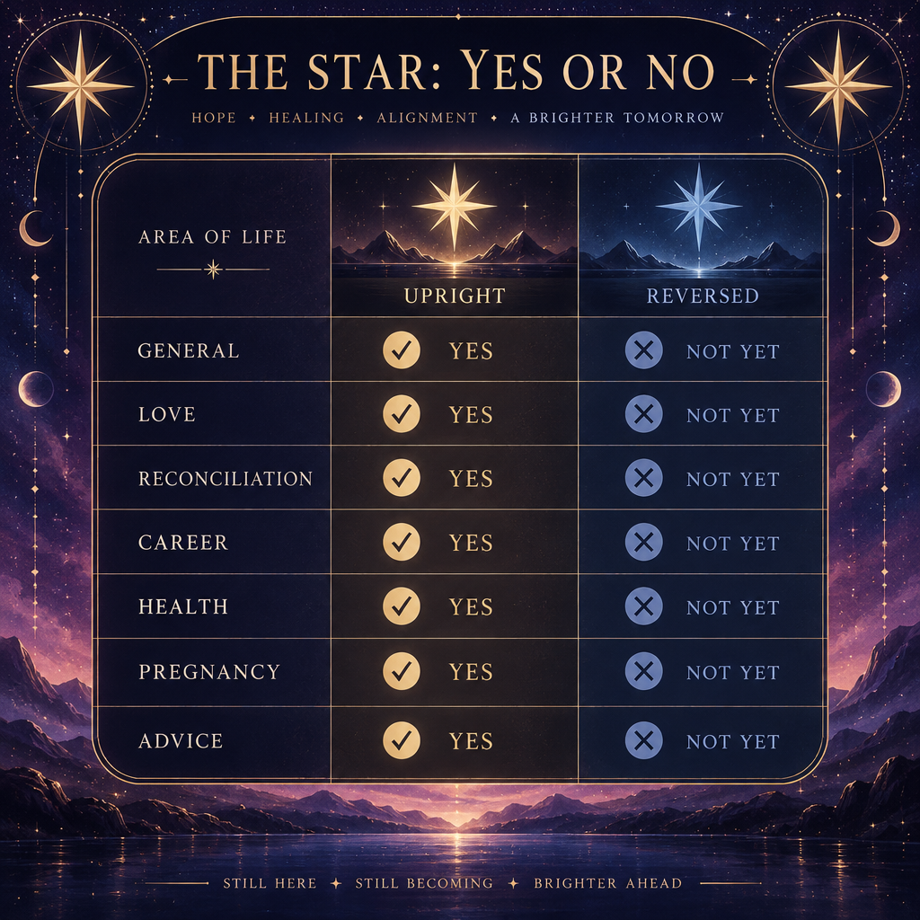 Star Yes or No Quick Answer Table