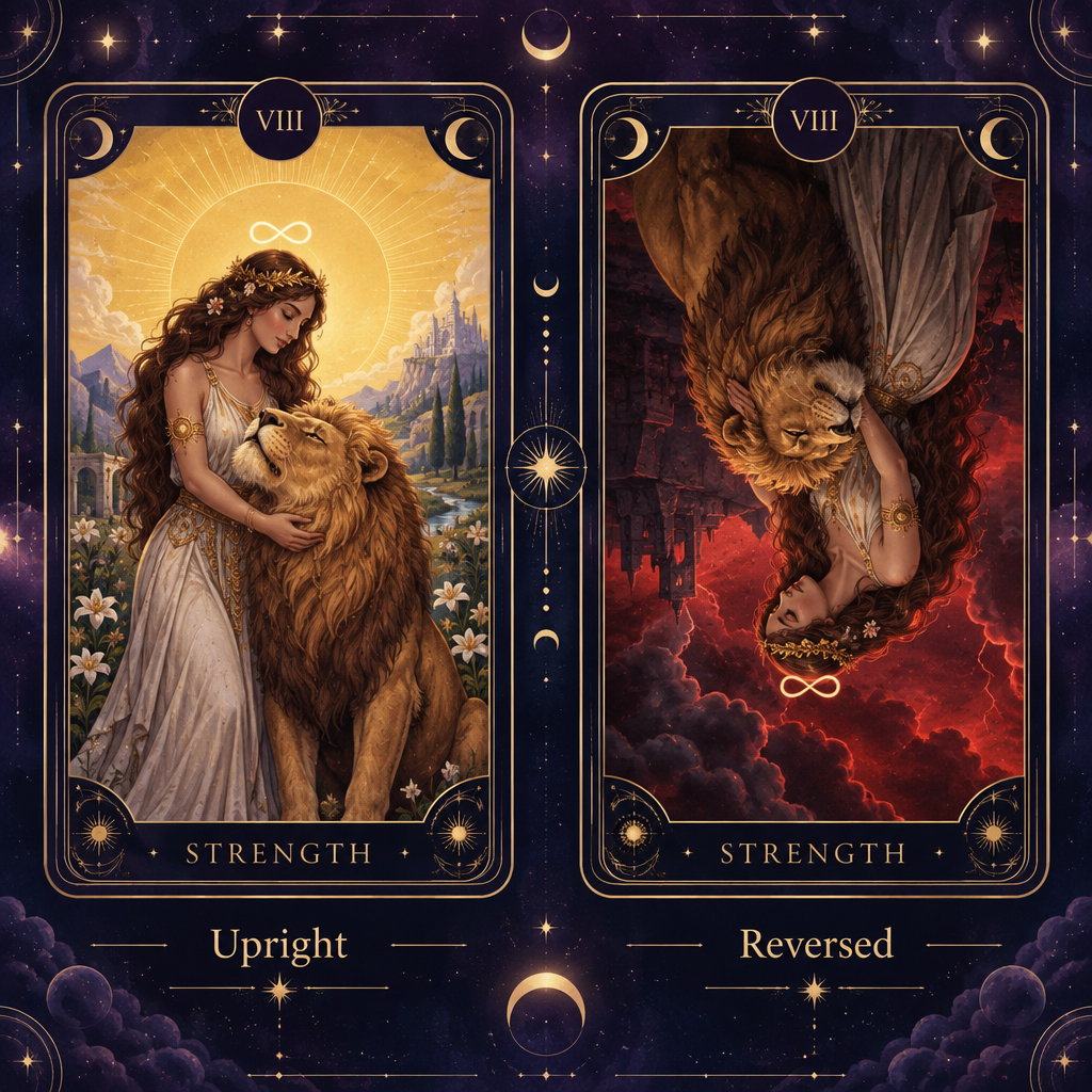 Strength Card Upright vs Reversed in Love