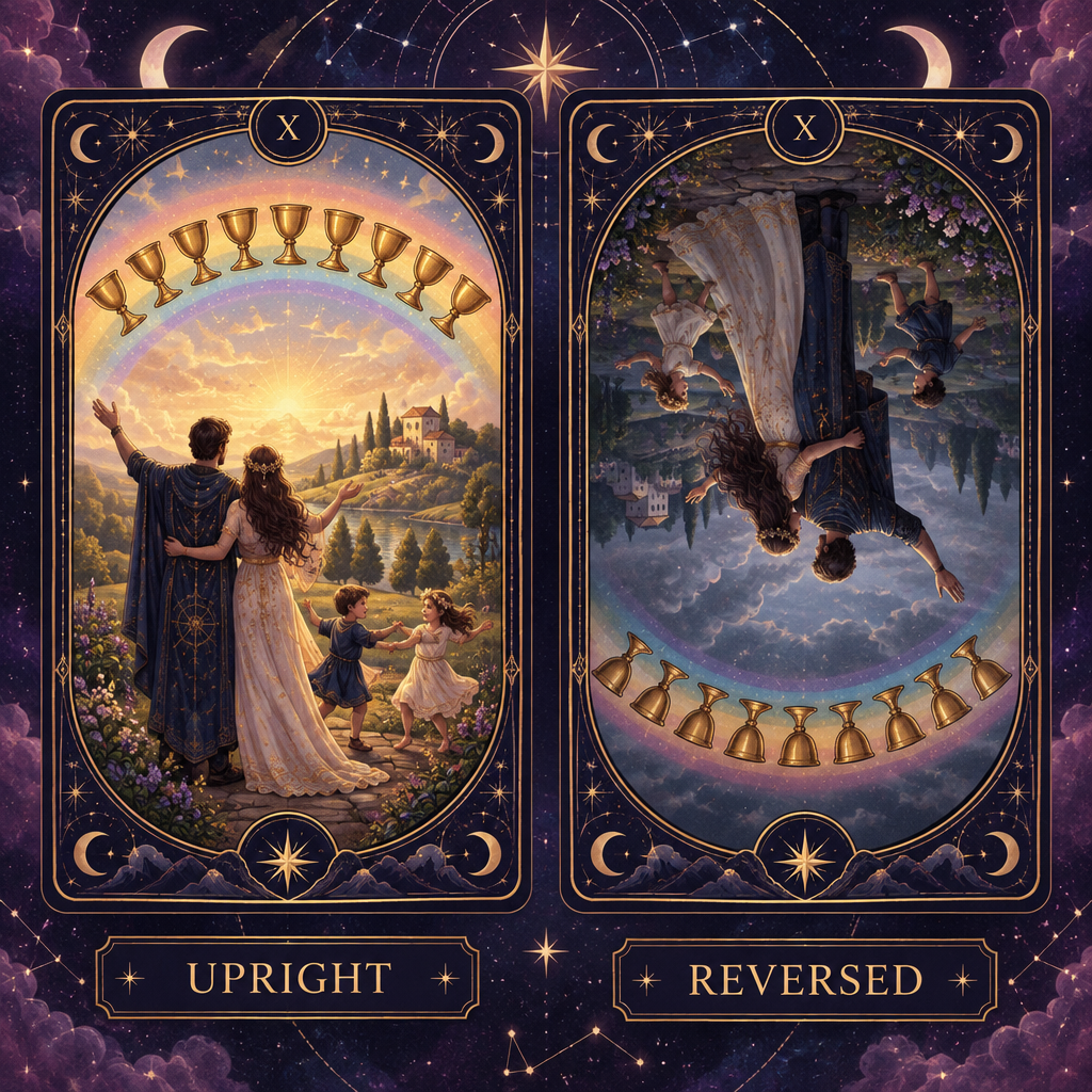 Upright vs Reversed Ten of Cups