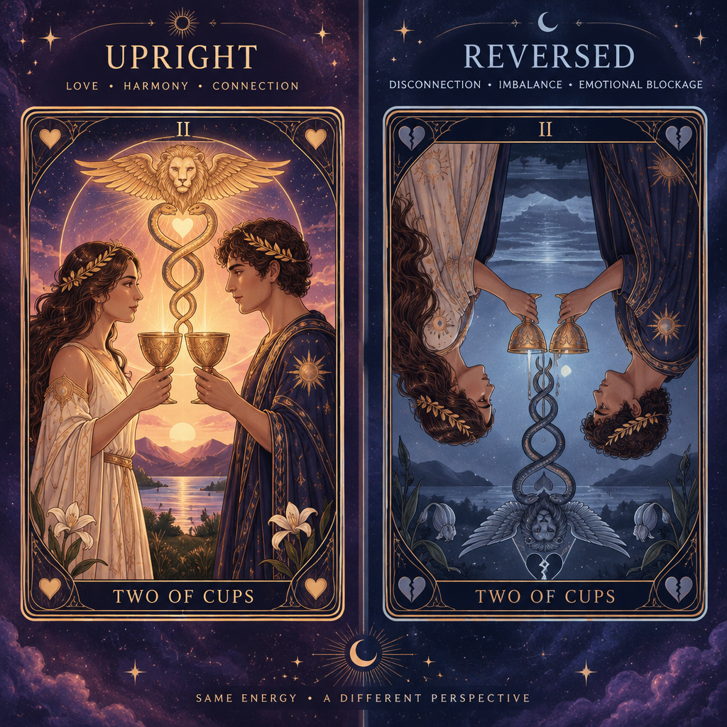 Two of Cups Upright vs Reversed Feelings