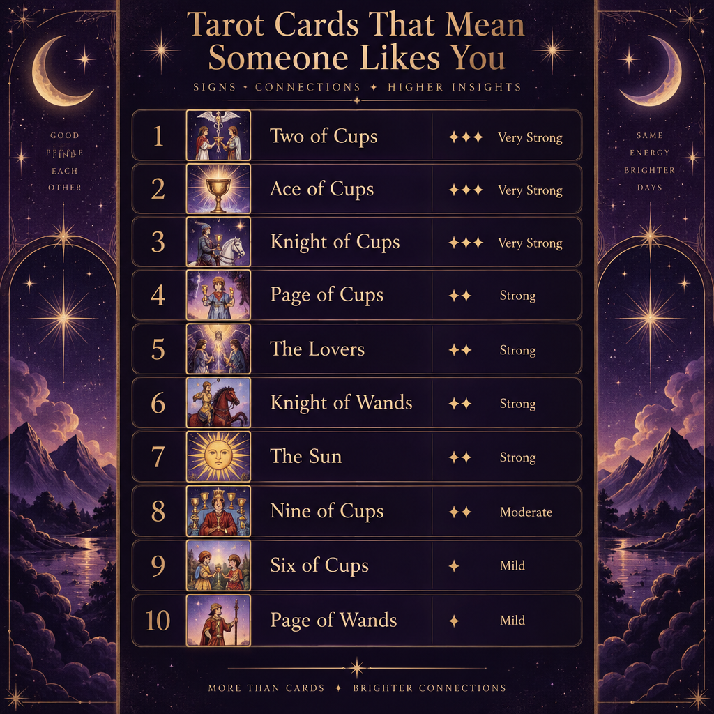 Top 10 Tarot Cards Someone Likes You – Quick Reference Chart