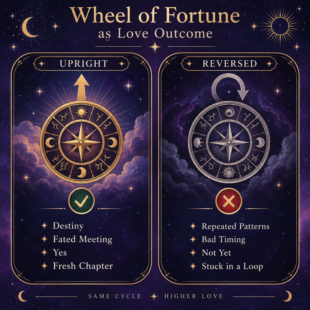 Upright vs Reversed Wheel of Fortune Love Comparison