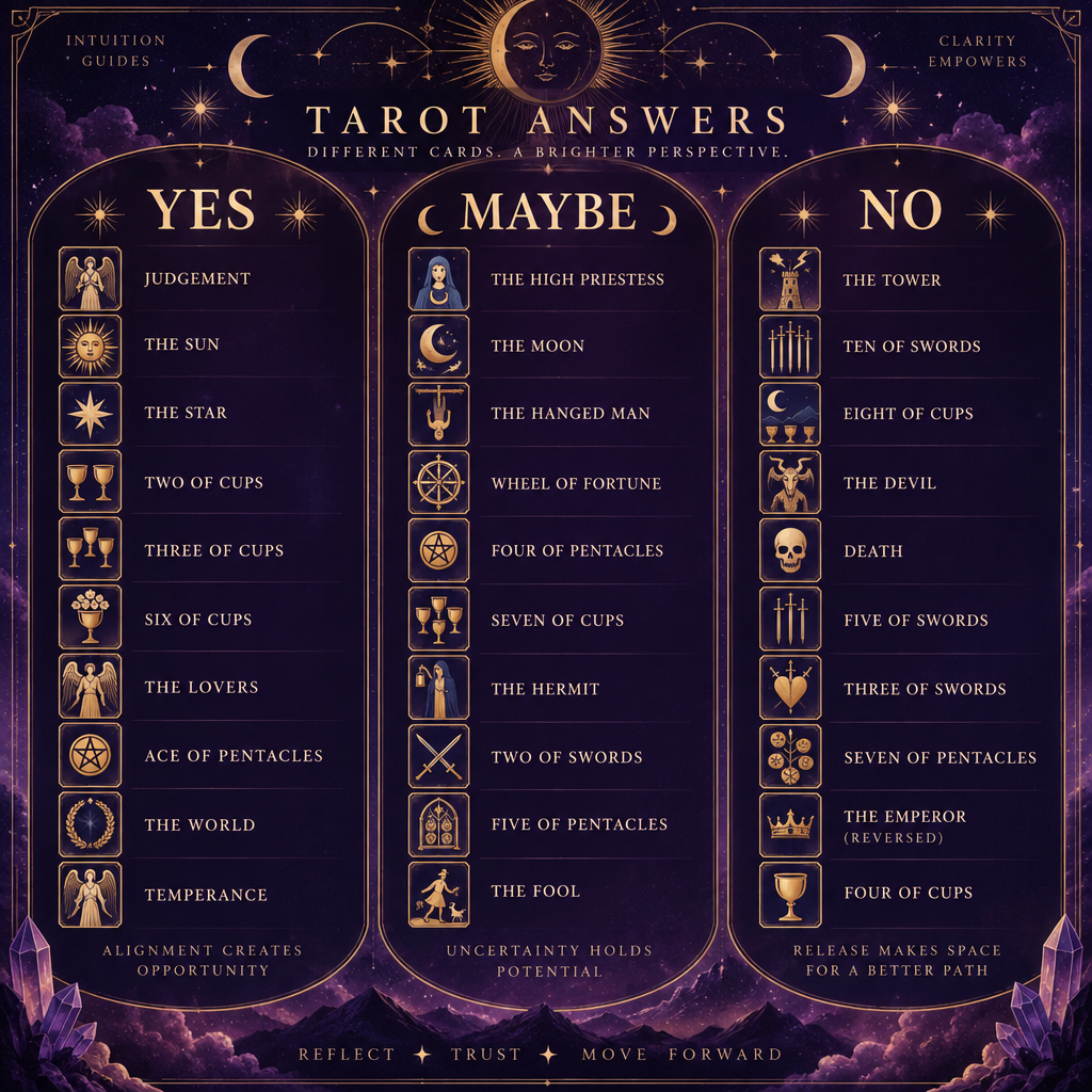 Yes No Maybe Tarot Card Chart