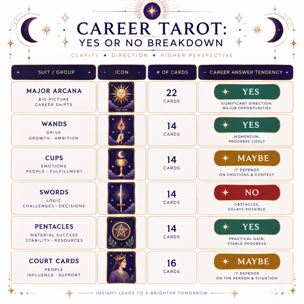 Career Yes/No Tarot Deck Breakdown Table